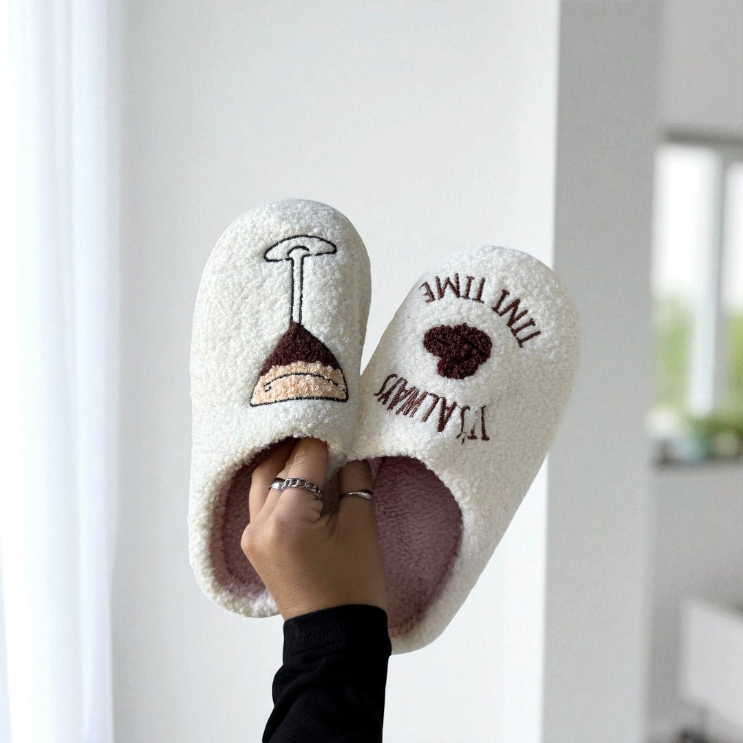 Instap Sloffen | Pluche Memory Foam | Geborduurd Antislip-Boutique Moda