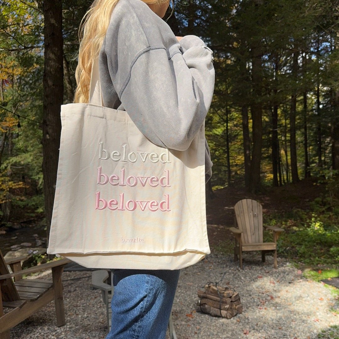 Canvas Tas Dames | Geborduurde Tekst | Magneetsluiting en Binnenvak-Boutique Moda