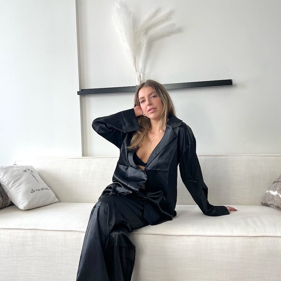 Satijnen Loungeset | Oversized Lange Mouw | Knoopsluiting Dames-Boutique Moda