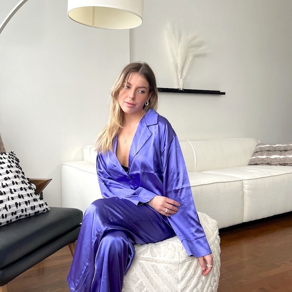 Satijnen Loungeset | Oversized Lange Mouw | Knoopsluiting Dames-Boutique Moda