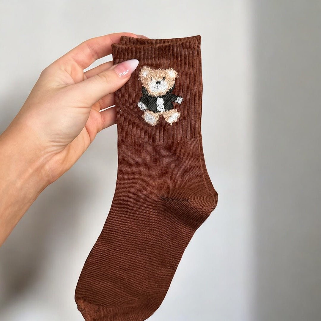 Katoenen Sokken Dames | Beertje Geborduurd | 5 Paar-Boutique Moda