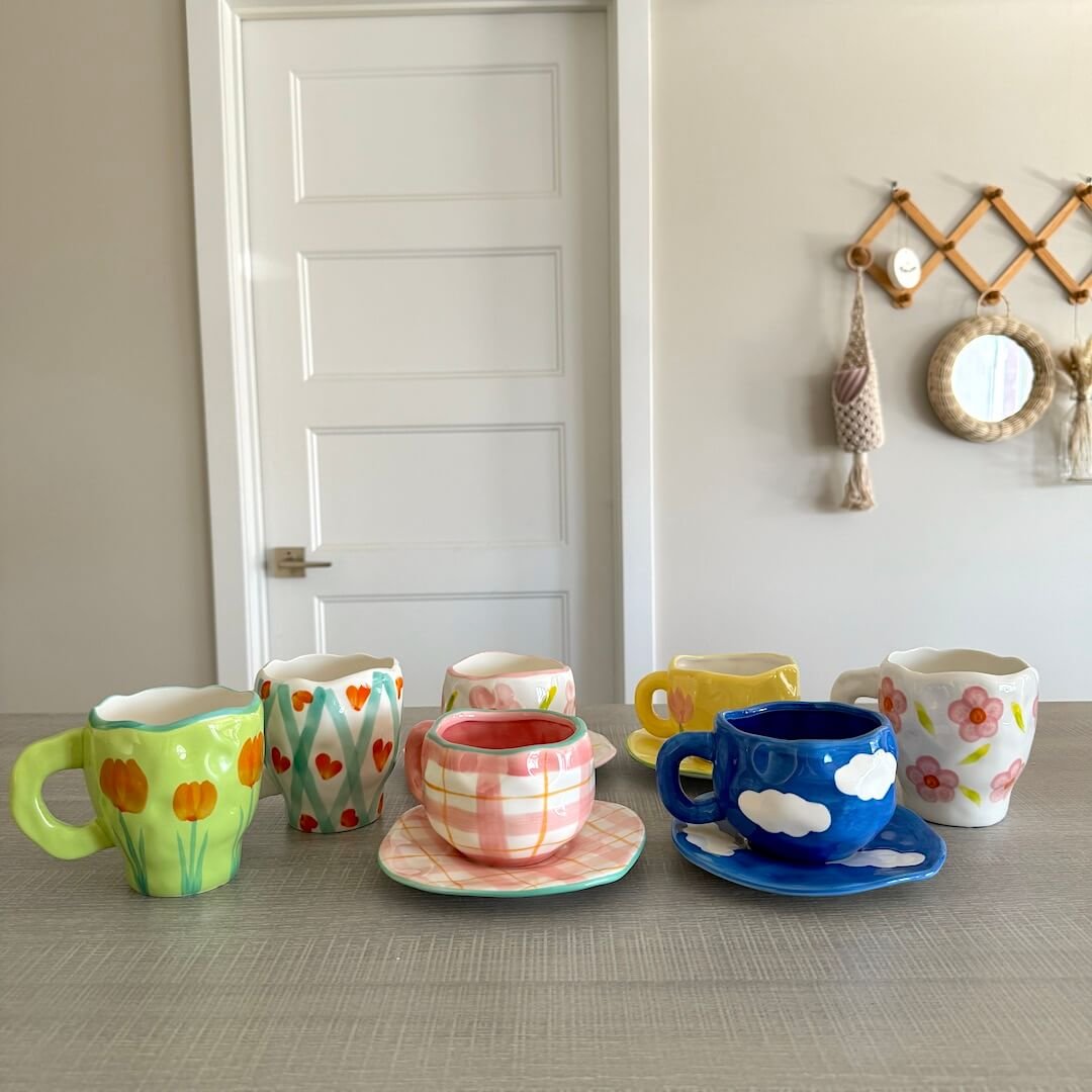 Koffiekopjes | Kop en Schotel | Handgeschilderd Keramiek-Boutique Moda