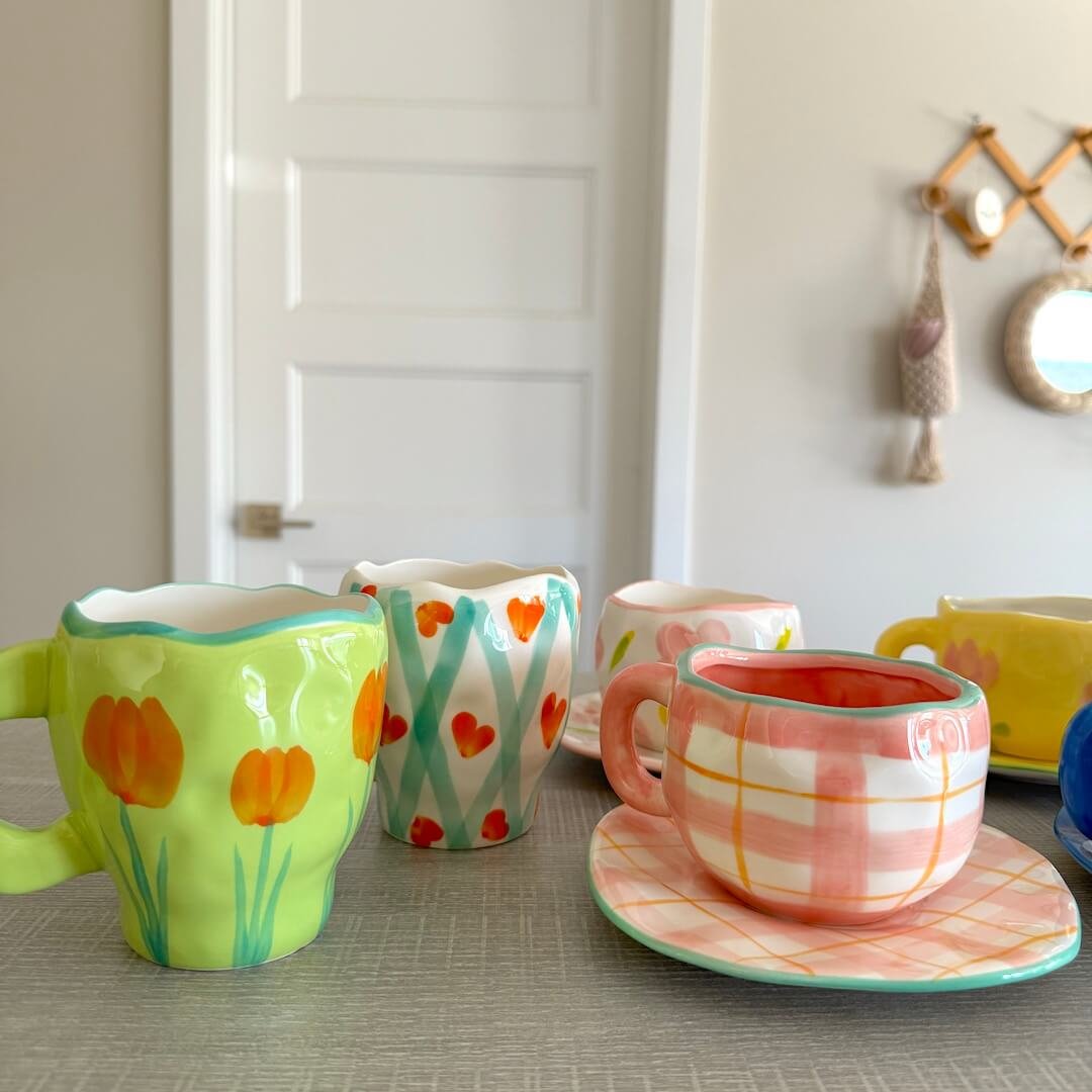 Koffiekopjes | Kop en Schotel | Handgeschilderd Keramiek-Boutique Moda