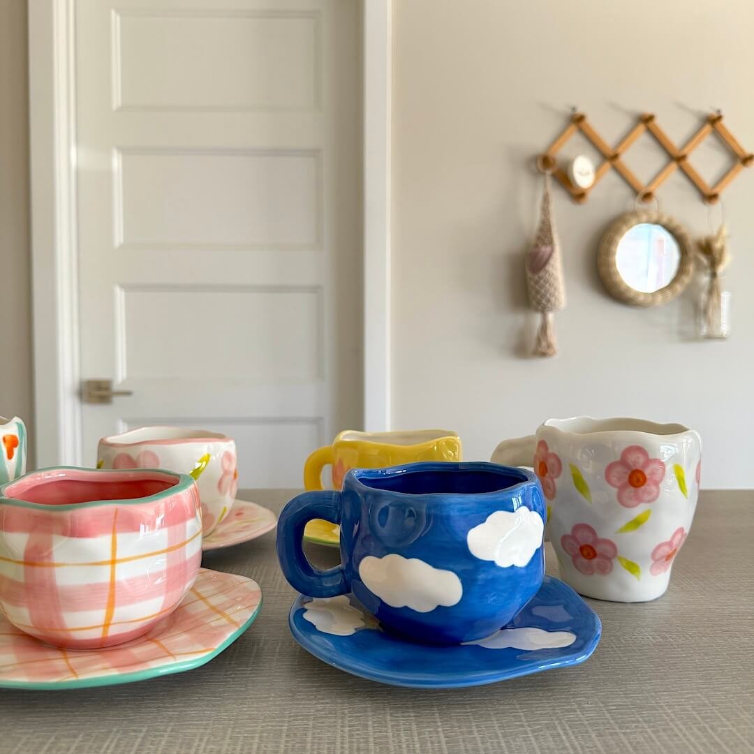 Koffiekopjes | Kop en Schotel | Handgeschilderd Keramiek-Boutique Moda