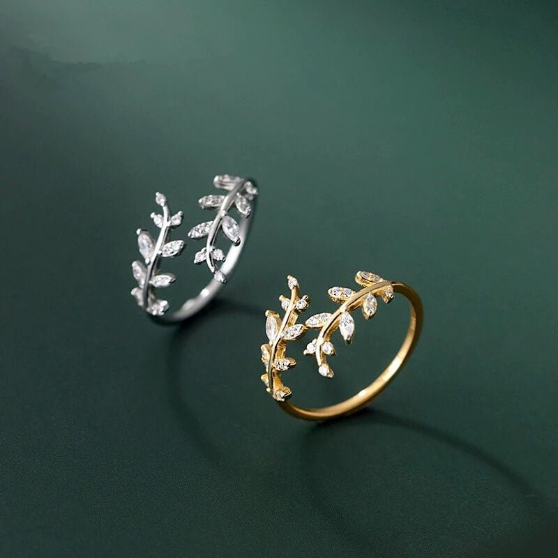 Verstelbare Ring | 925 Zilver of Verguld | Blaadjes Zirkonia-Boutique Moda