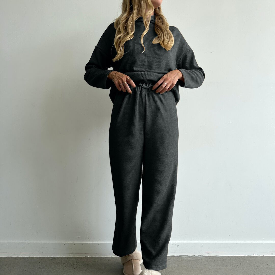 Sweatpak Dames | Tweedelig | Capuchon en Wijde Pijpen-Boutique Moda