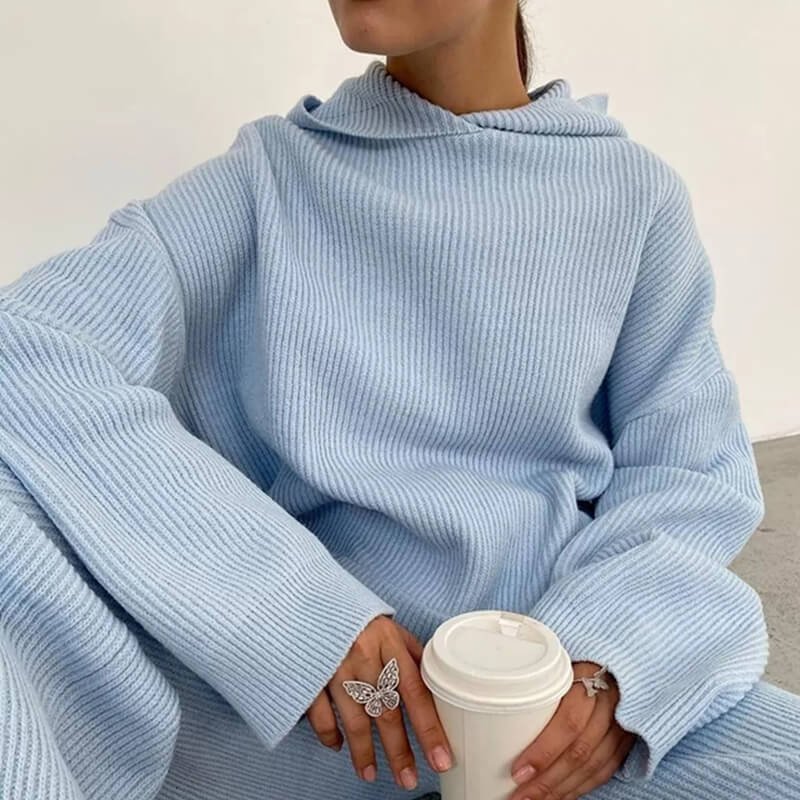 Sweatpak Dames | Tweedelig | Capuchon en Wijde Pijpen-Boutique Moda