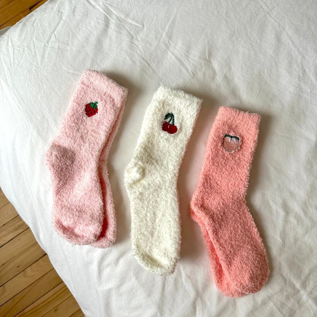 Fluffy Sokken | Fruit Motief | Set van 3 Paar-Boutique Moda