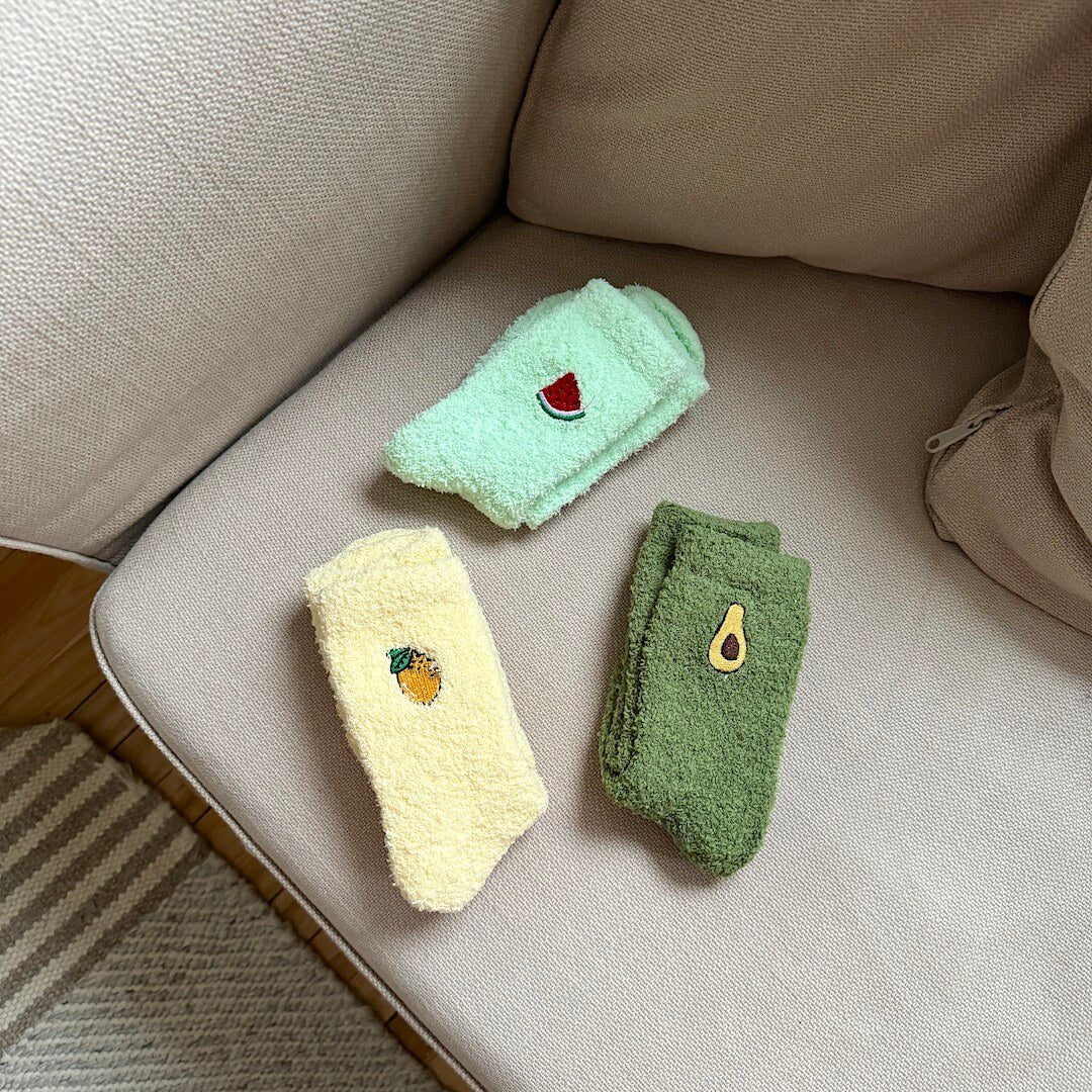 Fluffy Sokken | Fruit Motief | Set van 3 Paar-Boutique Moda