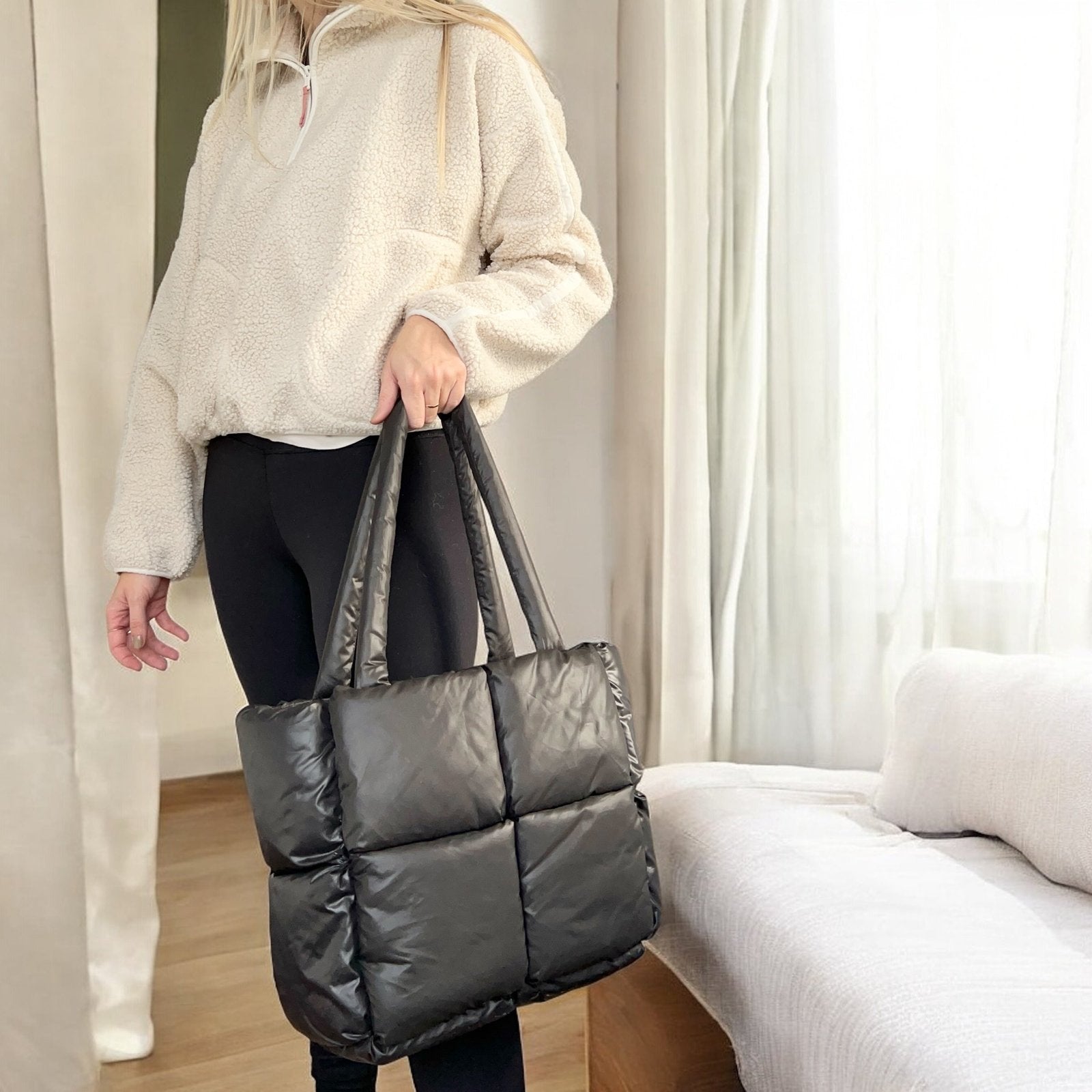 Shopper Dames | Gewatteerde Puffer Tas | Ruime Schoudertas-Boutique Moda