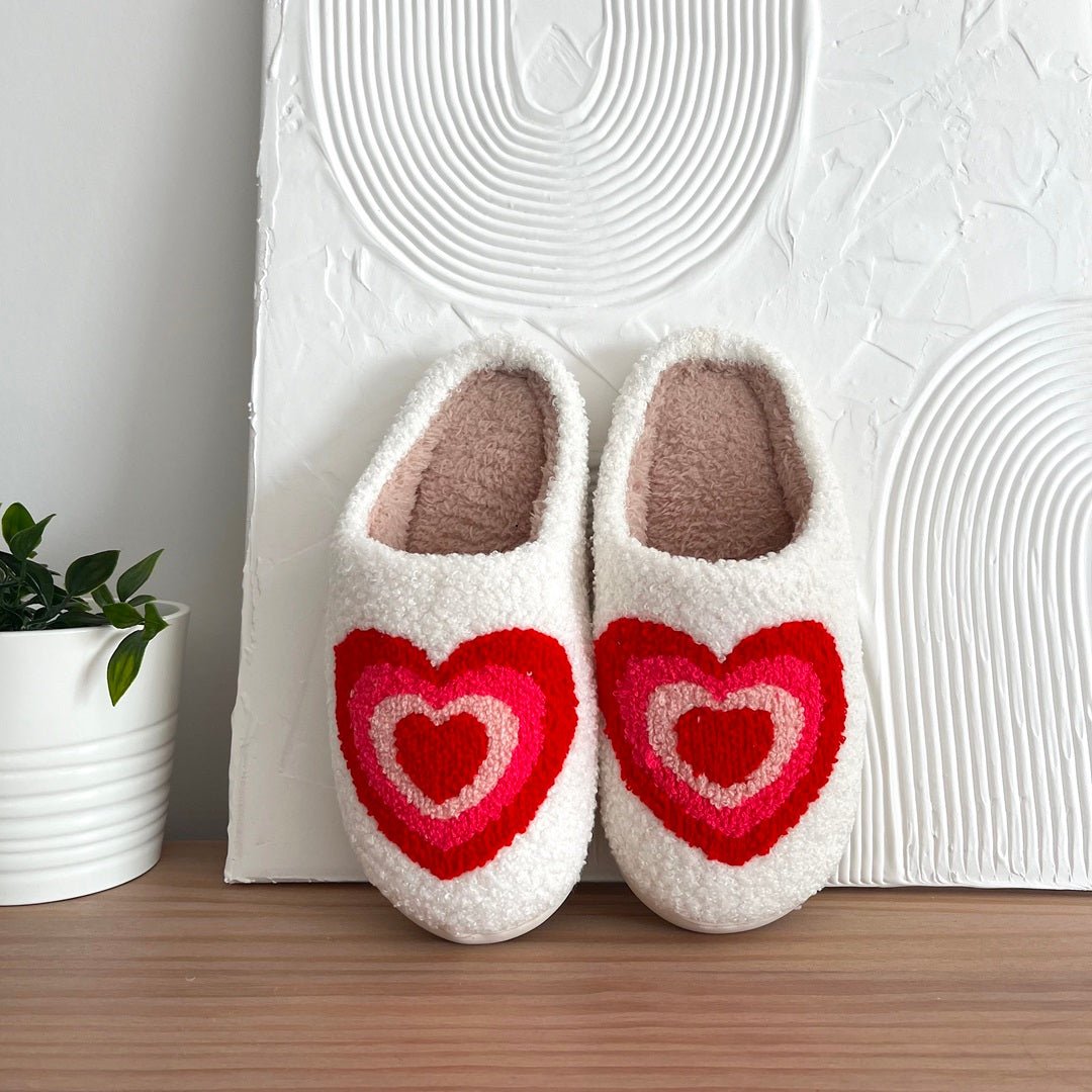 Sloffen met Hartjes | Pluche Pantoffels Dames | Antislip-Boutique Moda