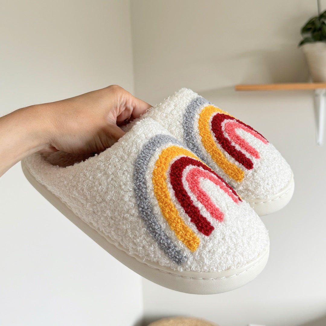 Regenboog Pantoffels | Pluche Sloffen Dames | Antislip Zool-Boutique Moda