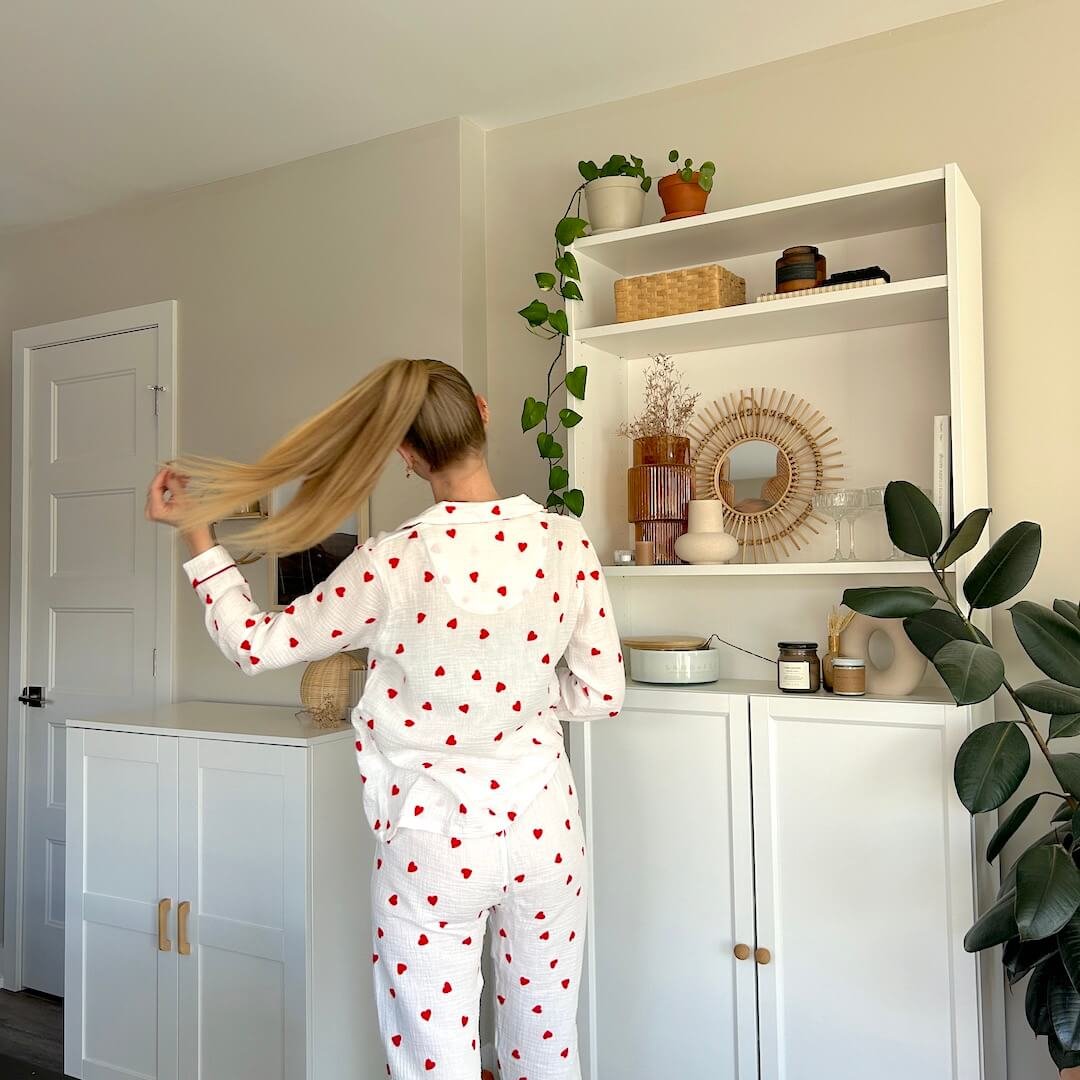 Pyjama Set Dames | Hartjes Mousseline | Lange Mouw Broek-Boutique Moda
