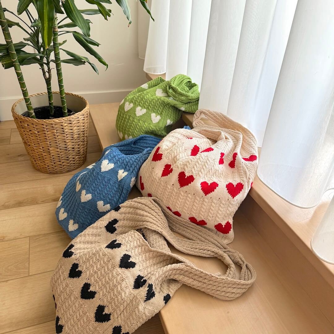 Strandtas | Gehaakt met Hartjes | Katoenen Shopper Dames-Boutique Moda
