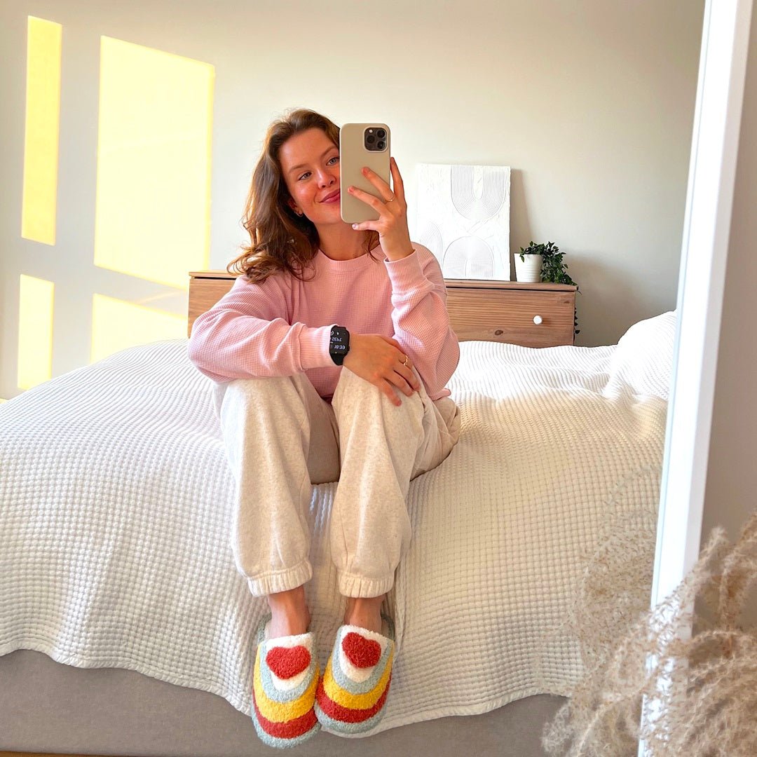 Sloffen met regenboog en hart 10