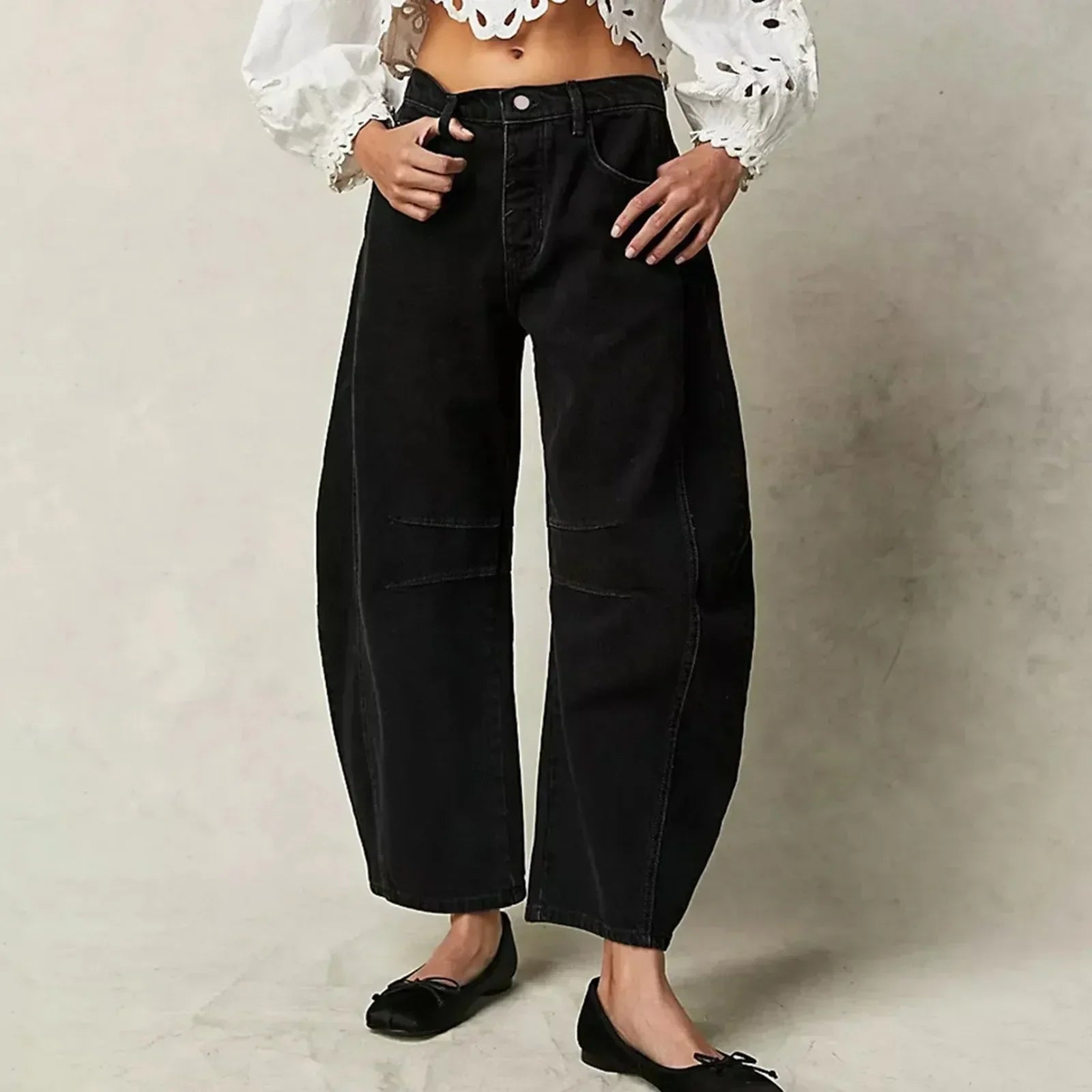 Jeans met rechte pijpen | Losse pasvorm | Vervaagde look | Baggy-jeans | Damesjeans-Boutique Moda