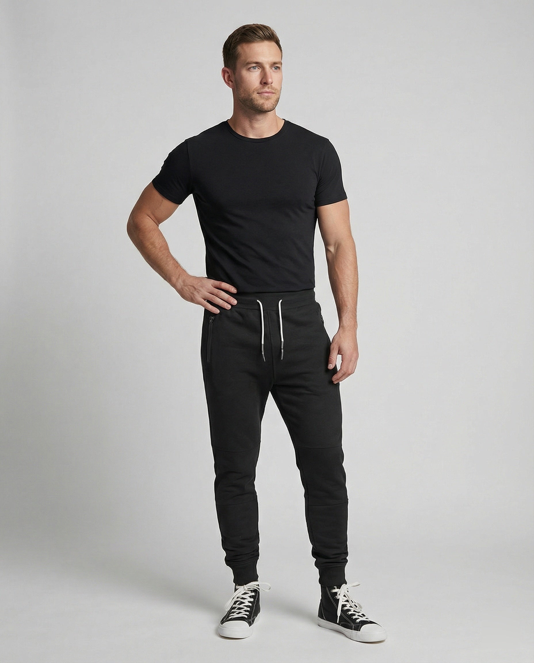 Joggingbroek – Trekkoord – Zakken met rits – Slim-fit joggingbroek – Joggingbroek voor heren-Boutique Moda