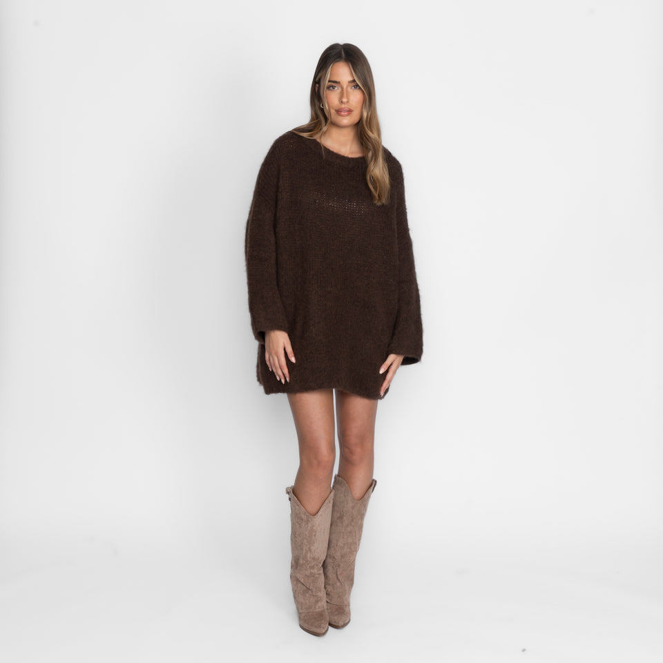 Jumperjurk – Oversized mini-gebreide jurk-Boutique Moda