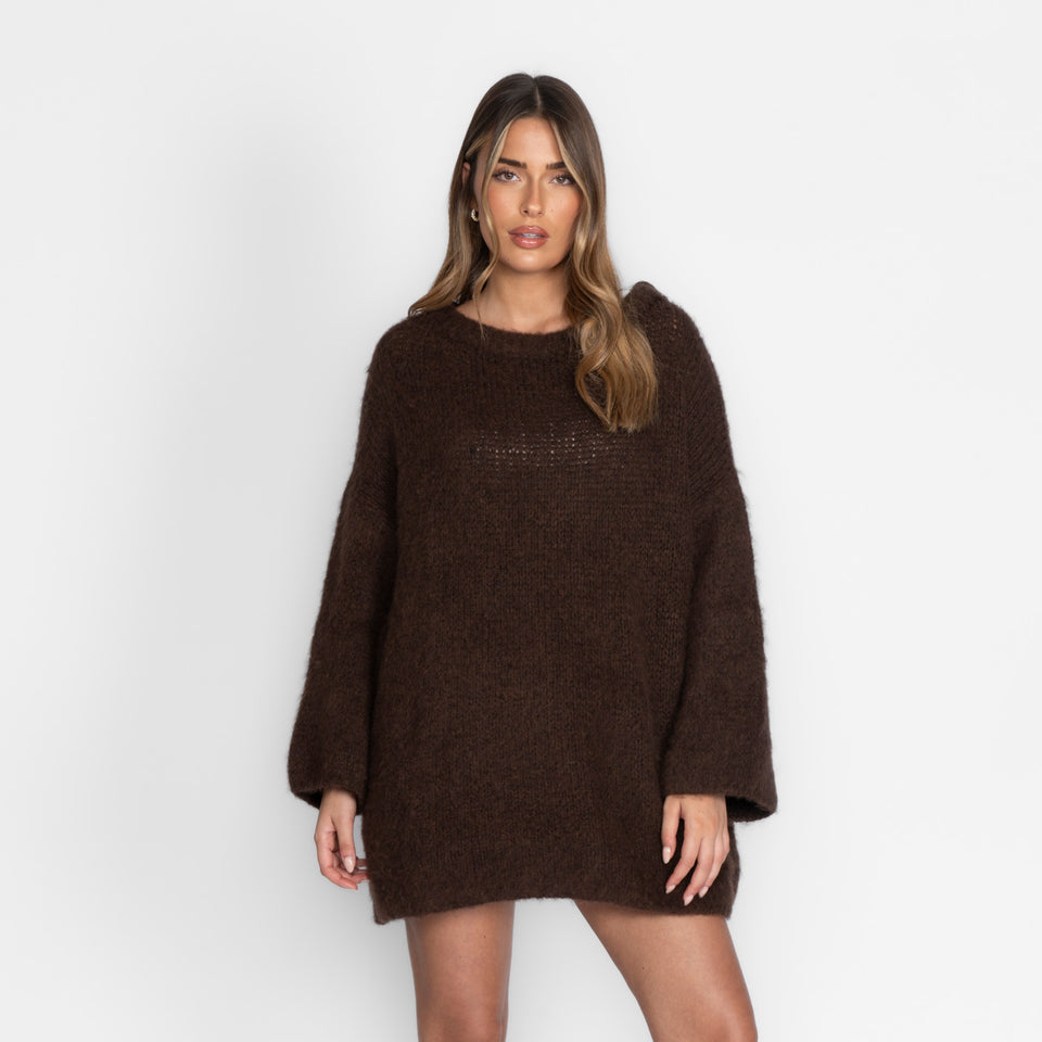 Jumperjurk – Oversized mini-gebreide jurk-Boutique Moda