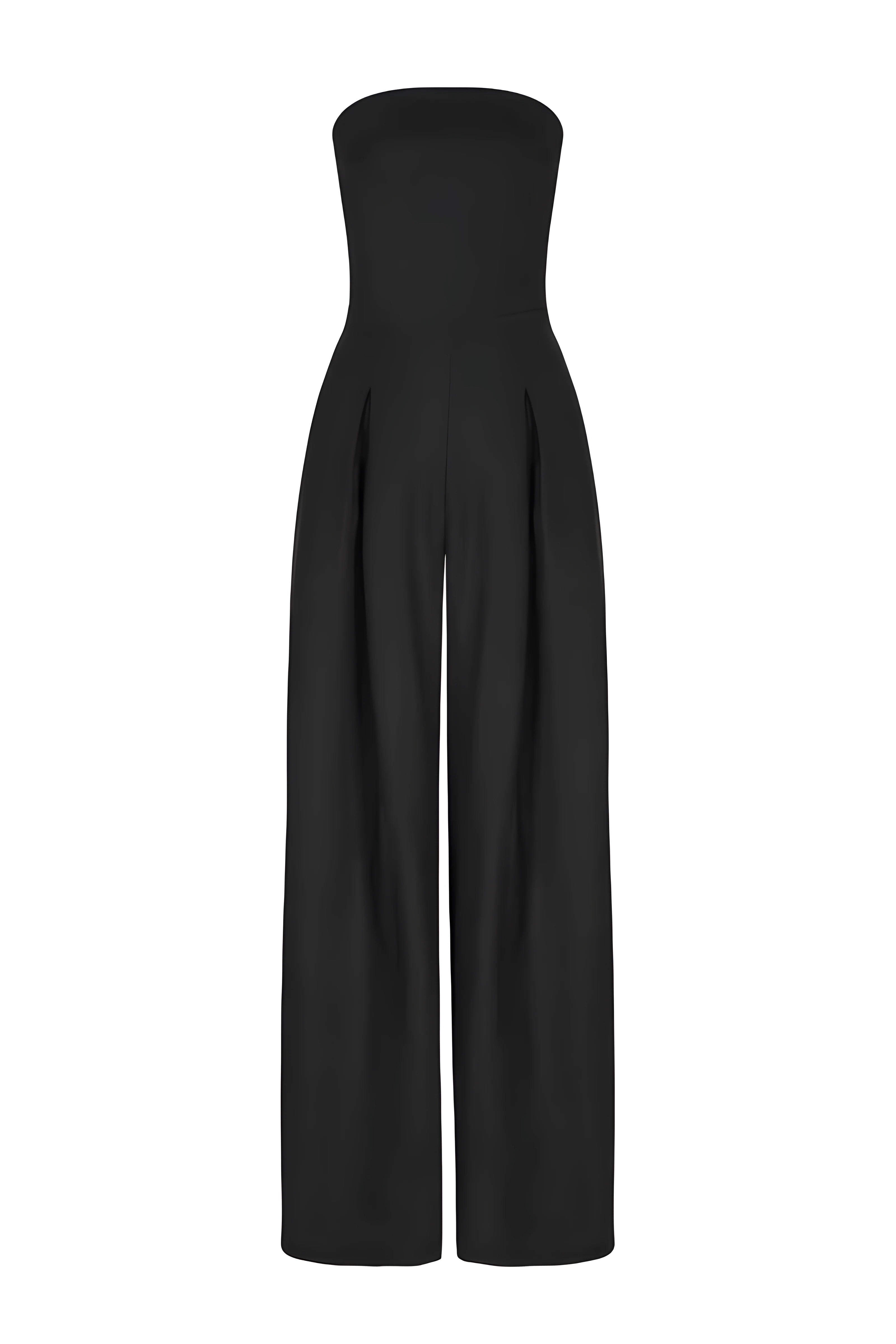 Jumpsuit met brede benen - Mouwloos - Geplooid - Strapless Jumpsuit - Elegant Jumpsuit-Boutique Moda