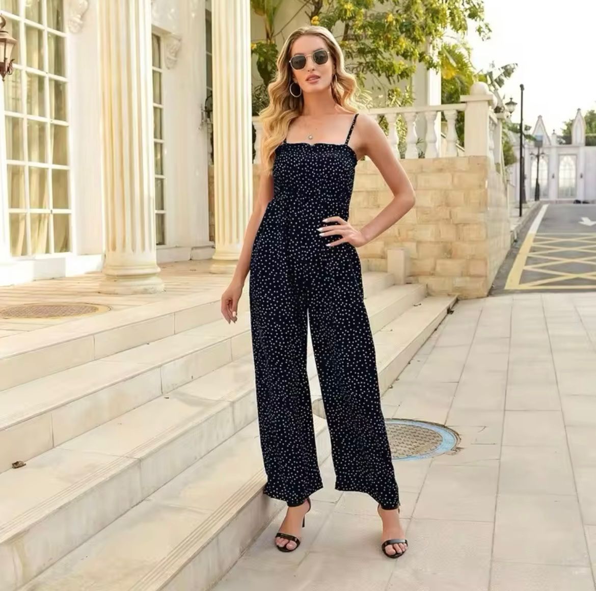 Jumpsuit met stippen – Jumpsuit met wijde broek voor dames voor de zomer-Boutique Moda