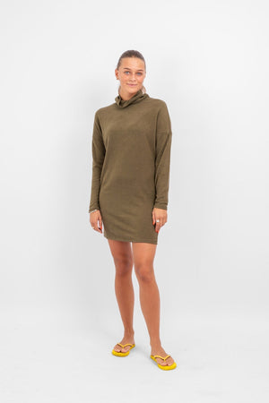 Jurk met col - Lange Mouwen - Mini - Casual Jurk - Sweater Jurk-Boutique Moda