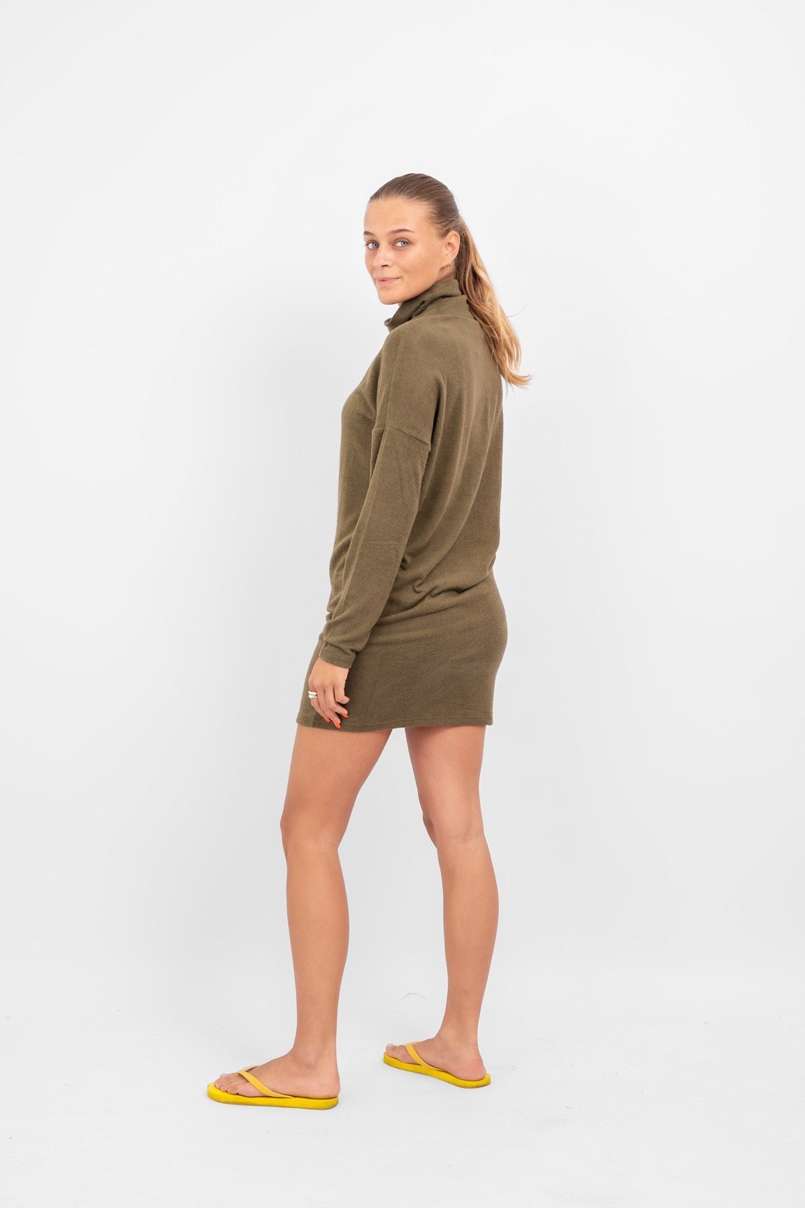 Jurk met col - Lange Mouwen - Mini - Casual Jurk - Sweater Jurk-Boutique Moda