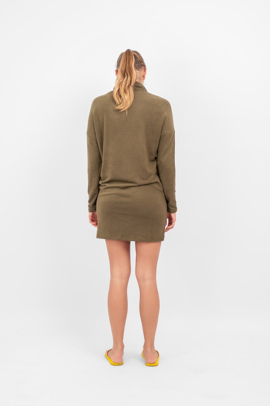 Jurk met col - Lange Mouwen - Mini - Casual Jurk - Sweater Jurk-Boutique Moda