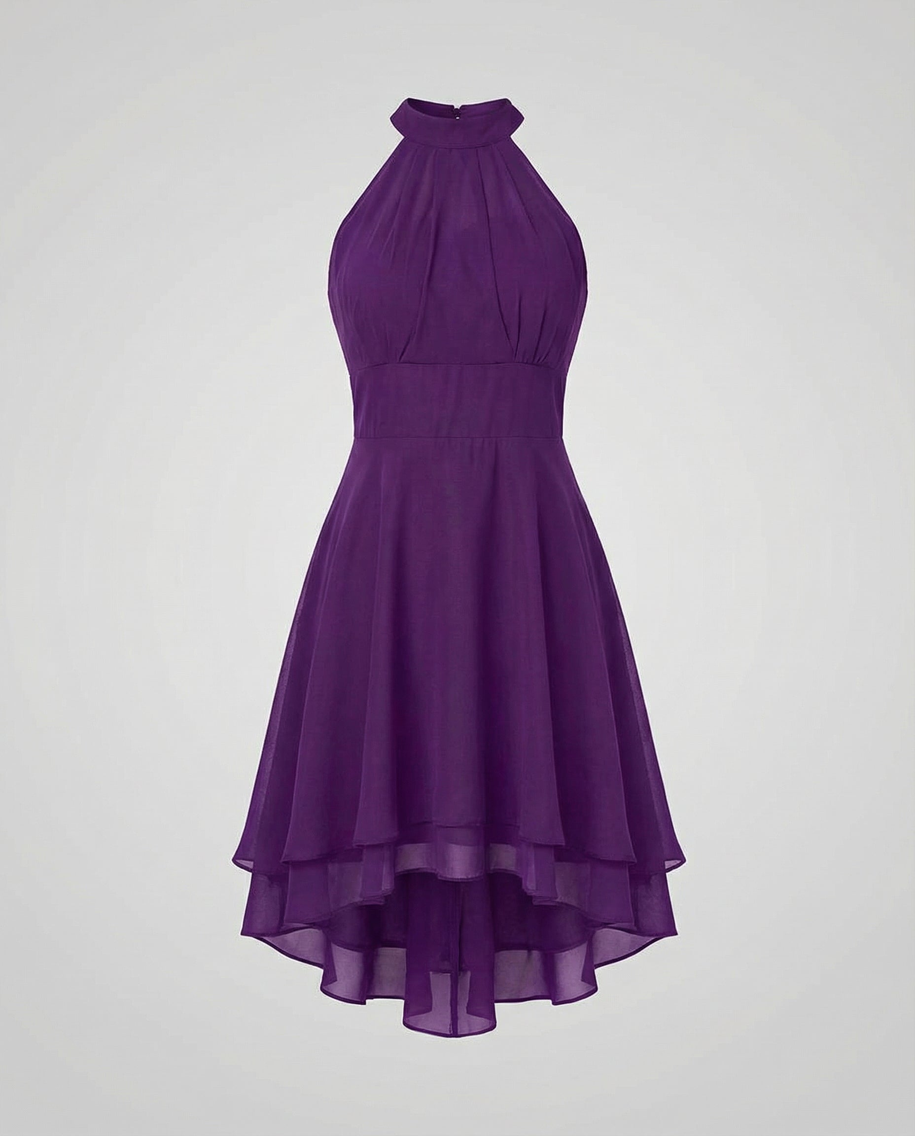 Jurk met halternek - Elegante, knielange chiffonjurk-Boutique Moda