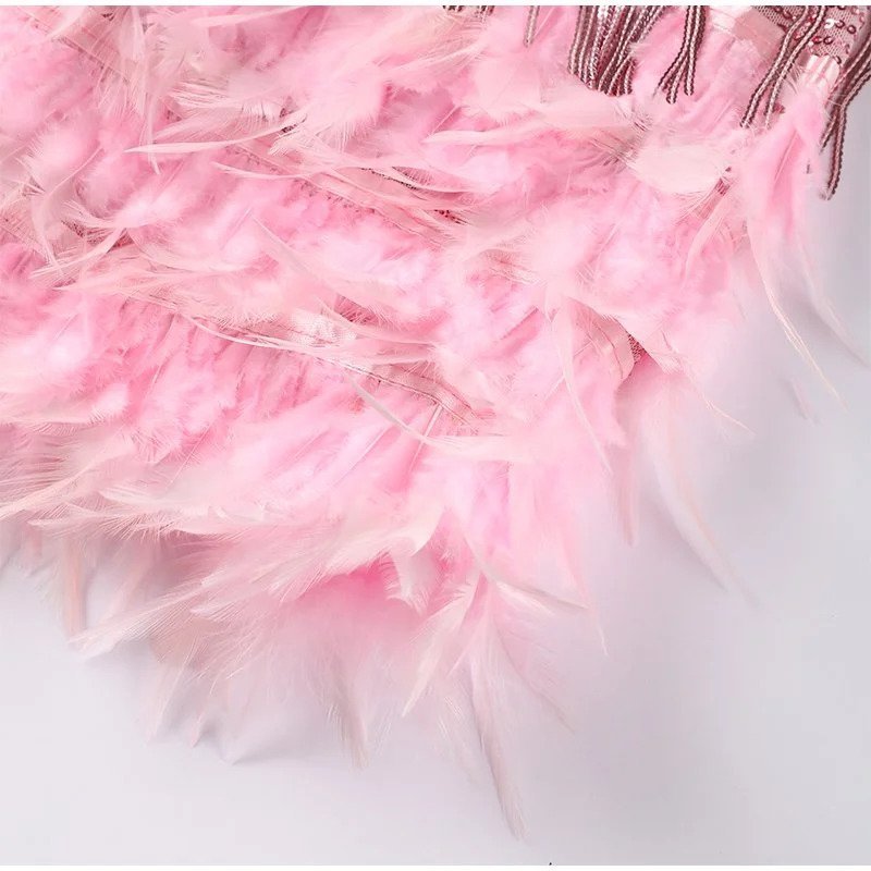 Jurk met kwastjes - Mini - Spaghettibandjes - Jurk met pailletten - Feestjurk-Boutique Moda