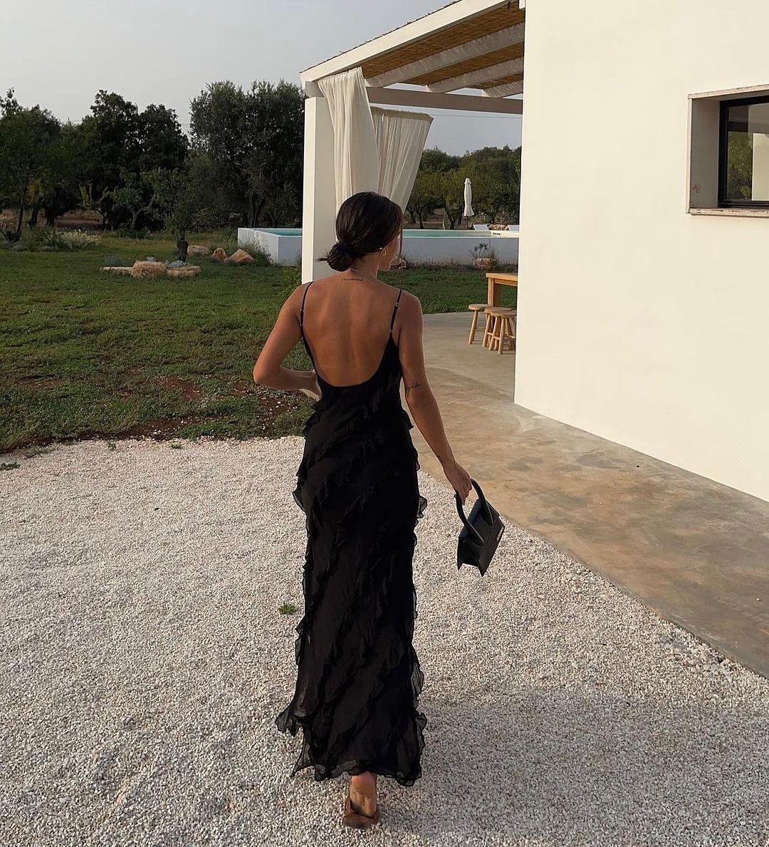 Jurk met ruches - Elegant - Mouwloos - Nauwsluitende jurk - Maxi-jurk-Boutique Moda