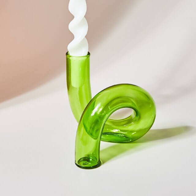 Kaarsenhouder Glas | Gedraaid Gekleurd | Voor Dinerkaarsen-Boutique Moda