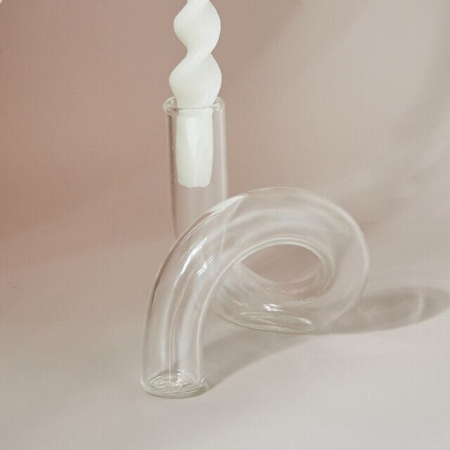 Kaarsenhouder Glas | Gedraaid Gekleurd | Voor Dinerkaarsen-Boutique Moda