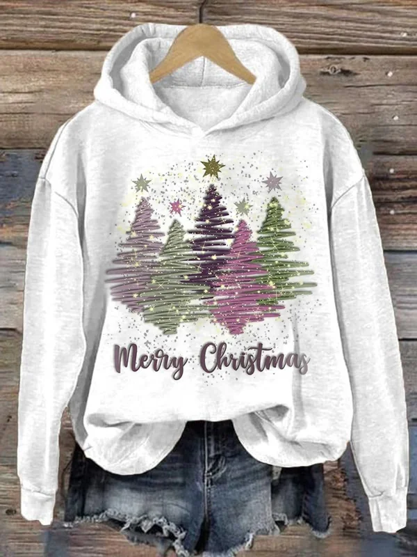 Kerst Hoodie - Vrouwen Loose Fit Kerstboom Pullover Sweatshirt-Boutique Moda