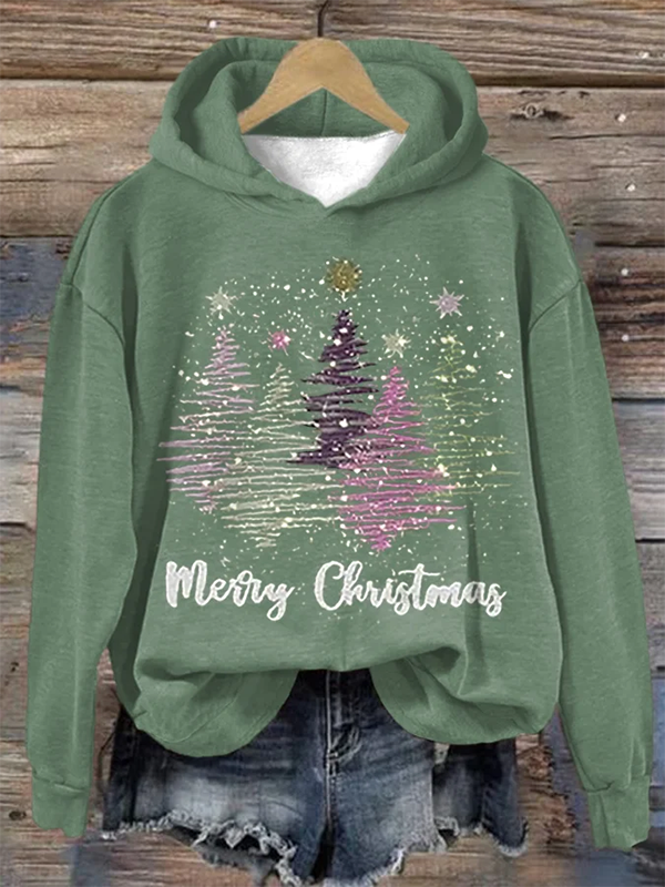 Kerst Hoodie - Vrouwen Loose Fit Kerstboom Pullover Sweatshirt-Boutique Moda