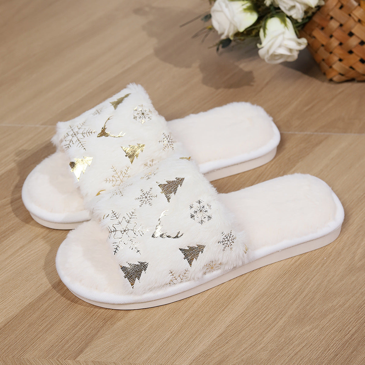 Kerst Slippers - Slip-On - Bont - Winter Slippers - Huisslippers-Boutique Moda