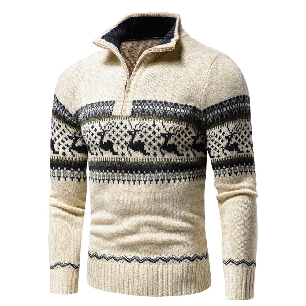 Kerst Vest | Zip-Up | Staande Kraag | Gebreid Vest | Heren Kerst Shirts-Boutique Moda