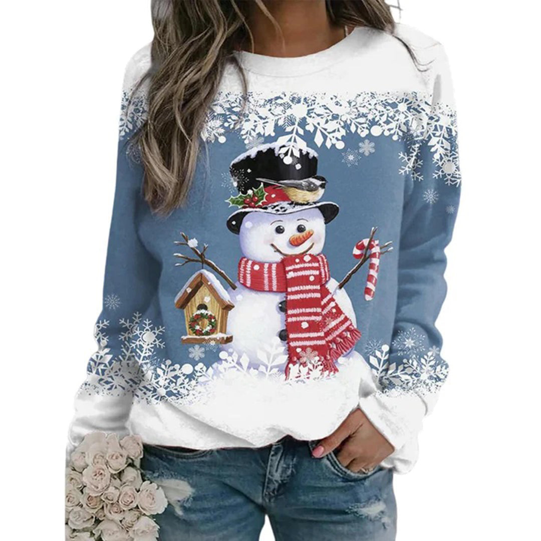 Kersttrui - Dames Sweatshirt met lange mouwen en losse kersttrui-Boutique Moda