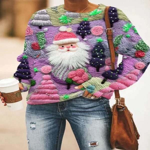Kersttrui - Gebreide Loose Fit Grappige Kersttrui voor dames-Boutique Moda