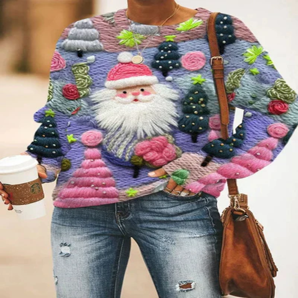 Kersttrui - Gebreide Loose Fit Grappige Kersttrui voor dames-Boutique Moda
