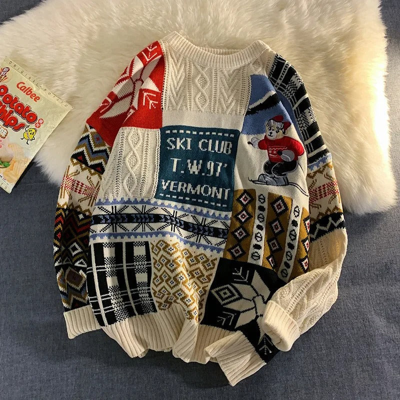 Kersttrui - Knusse Loose Fit Gebreide Kerst Trui-Boutique Moda