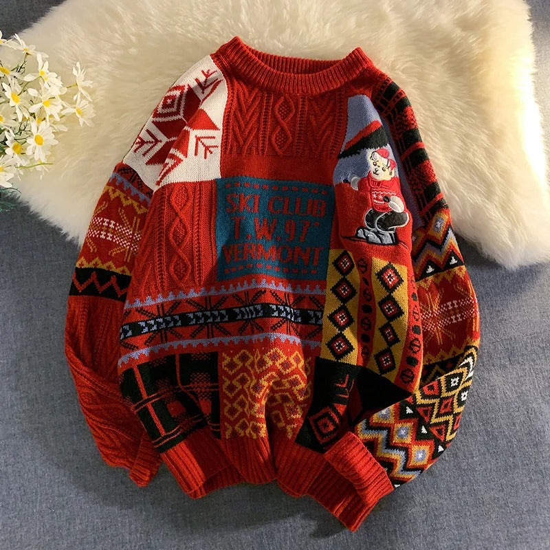 Kersttrui - Knusse Loose Fit Gebreide Kerst Trui-Boutique Moda