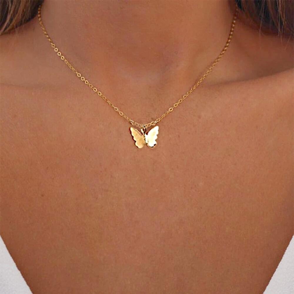 Ketting Dames | Vlinder Hanger | Verguld Goudkleurig Fijn-Boutique Moda