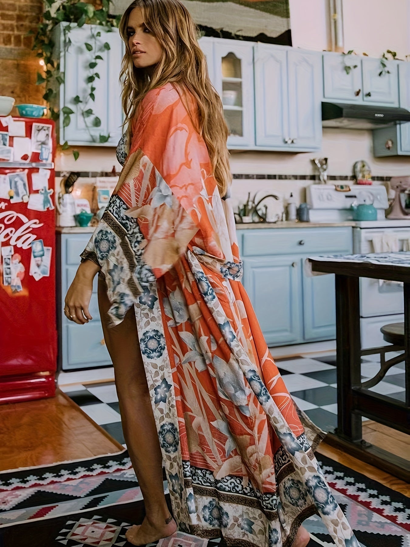 Kimono - Lang - Open Front - Boho Kimono - Strand Cover-Up-Boutique Moda