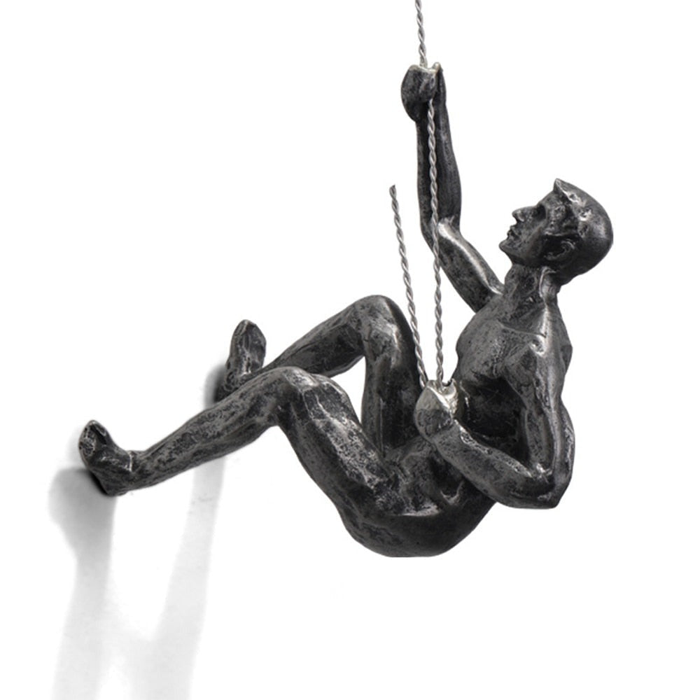 Klimmende Man Wandkunst | Hangend | Metaal | Wanddecoratie voor Woonkamer | Wanddecoratie-Boutique Moda