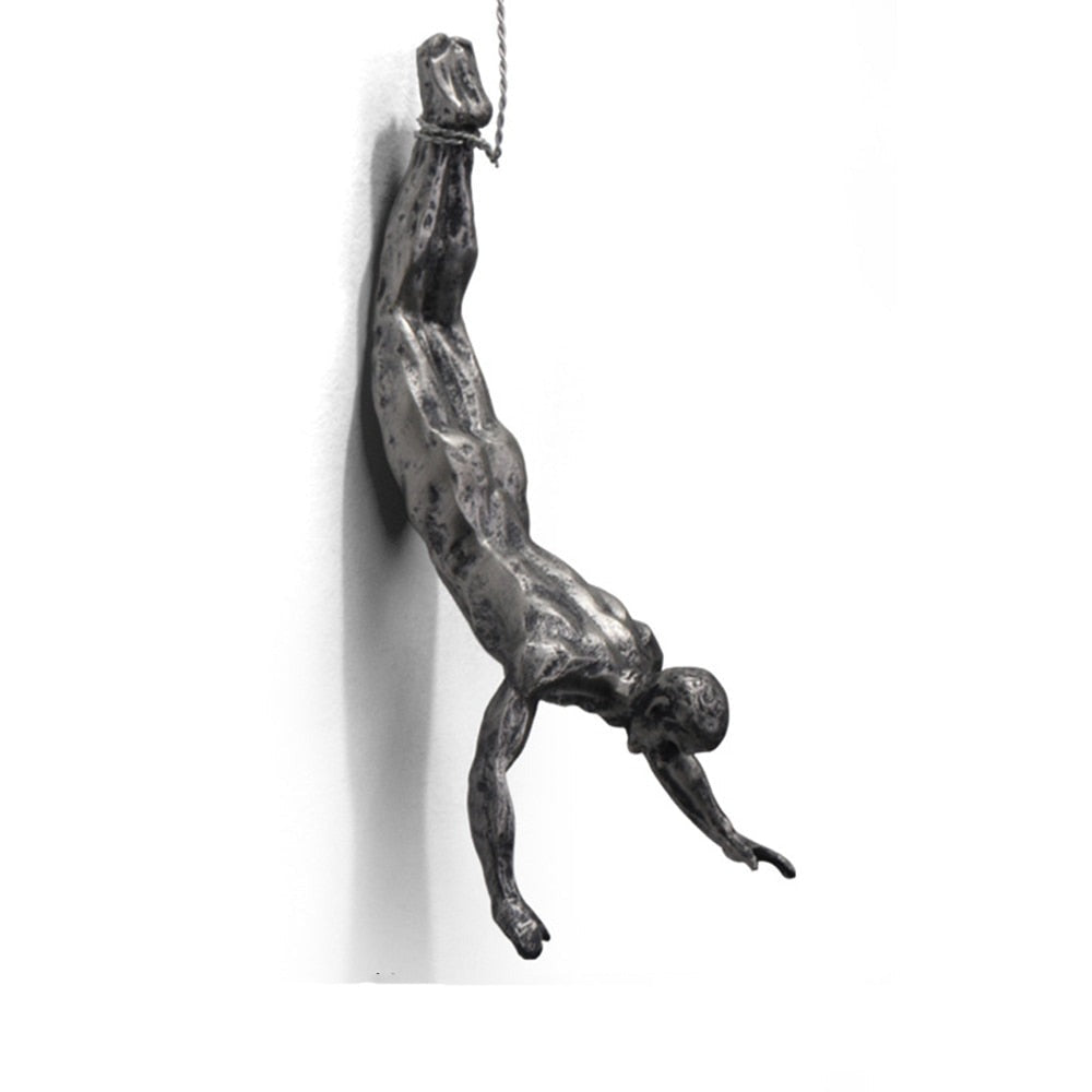 Klimmende Man Wandkunst | Hangend | Metaal | Wanddecoratie voor Woonkamer | Wanddecoratie-Boutique Moda