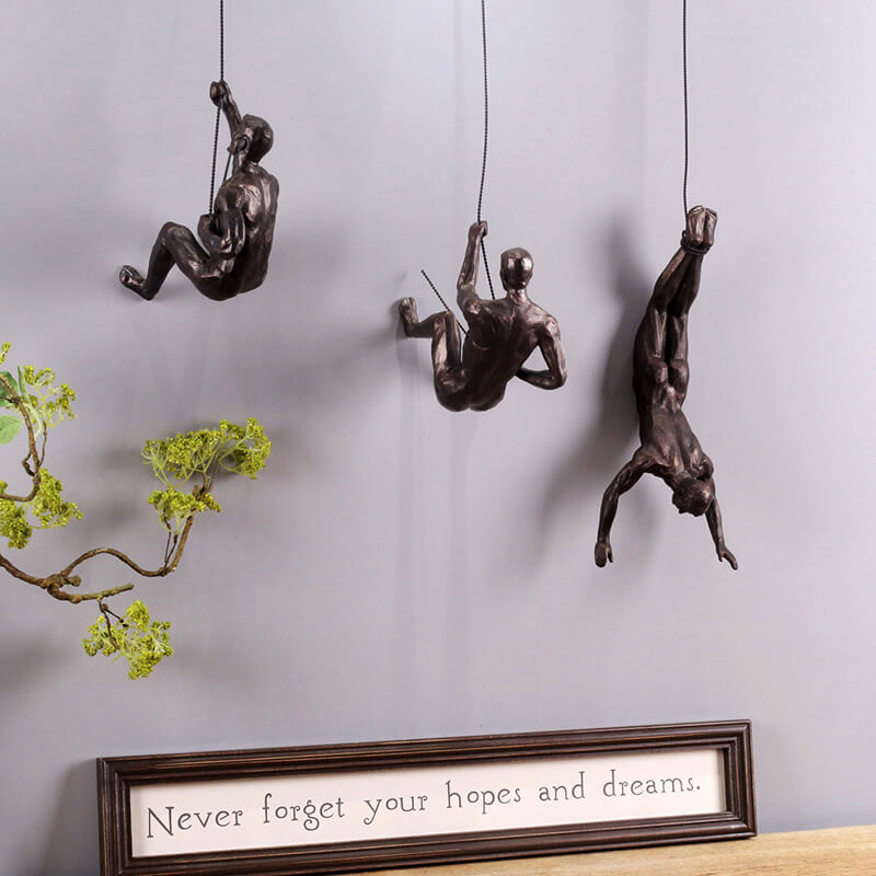 Klimmende Man Wandkunst | Hangend | Metaal | Wanddecoratie voor Woonkamer | Wanddecoratie-Boutique Moda