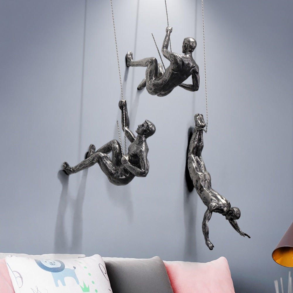 Klimmende Man Wandkunst | Hangend | Metaal | Wanddecoratie voor Woonkamer | Wanddecoratie-Boutique Moda