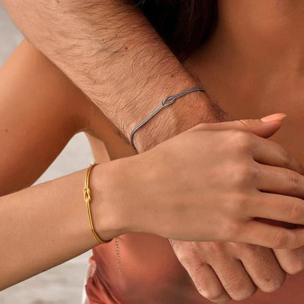 Knooparmband - Minimalistische zilveren en gouden armband voor dames-Boutique Moda
