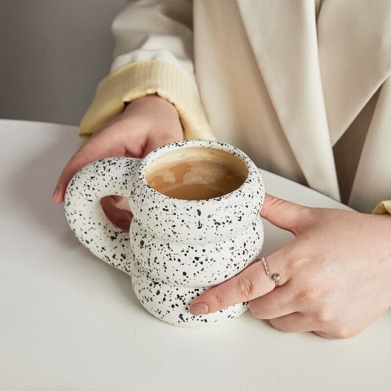 Koffiemok | Keramiek Handgemaakt | Dik Oor Gespikkeld-Boutique Moda